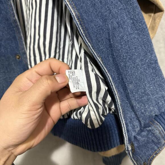 Vintage Turning Point Denim Varsity Jacket Logo Made Macau Men’s - Picture 4 of 10